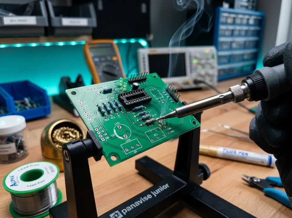 Placa de circuito impreso fabricada en el taller de The Big Maker's
